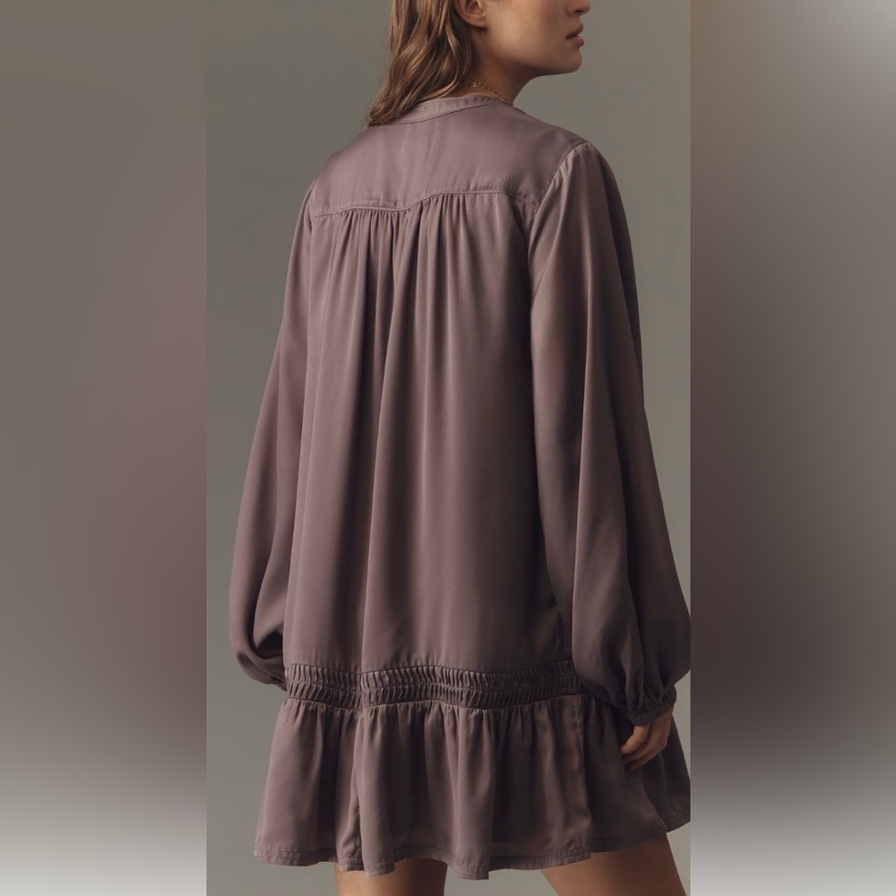 MWT: Pilcro-Long-Sleeve V-neck Mini Shirt Dress - Picture 2 of 6
